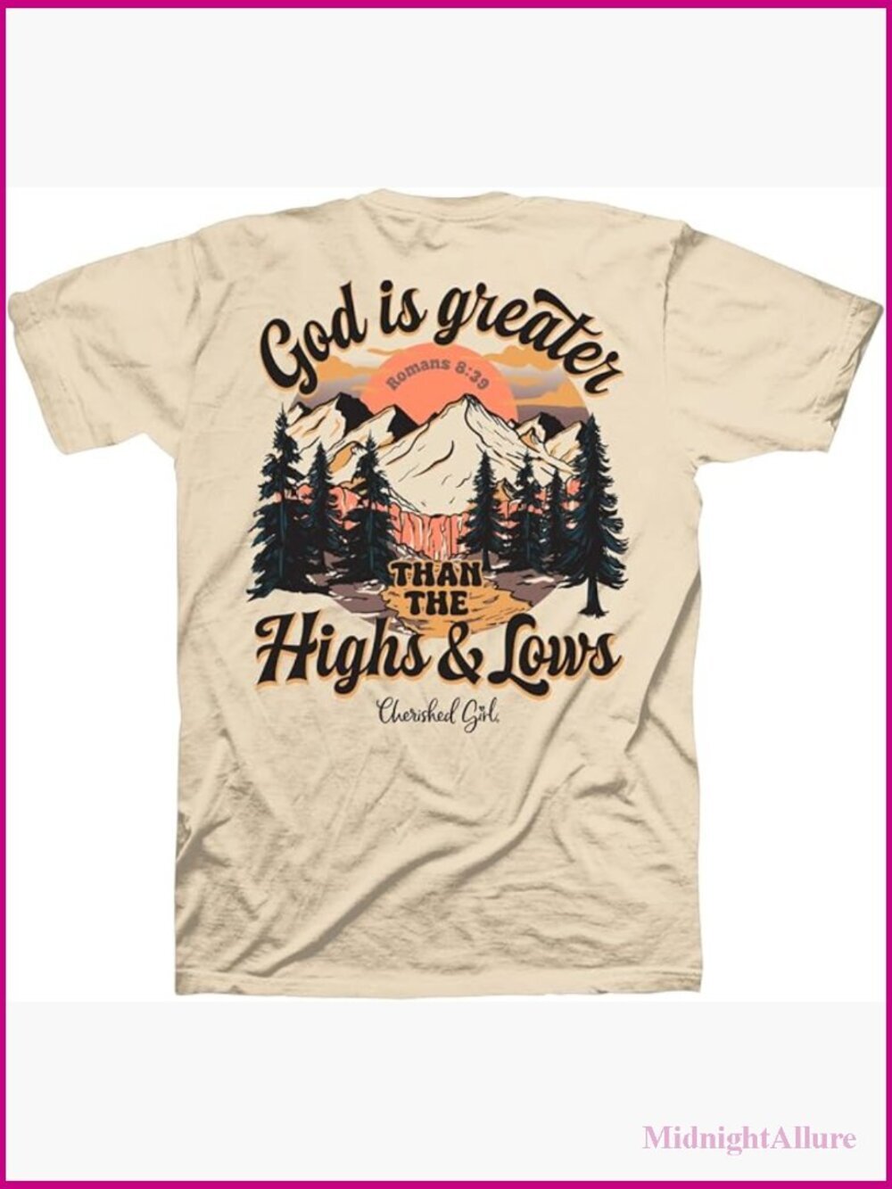 Christian Crewneck Short Sleeve T-Shirt with Back Graphic God is Greater